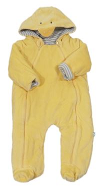Žltá zamatová zateplená kombinéza s kapucí - kachnička Jojo Maman Bébé