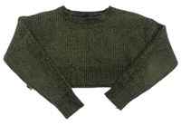 Khaki žinylkový crop sveter New Look