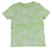 Zeleno-biele batikované tričko zn. H&M