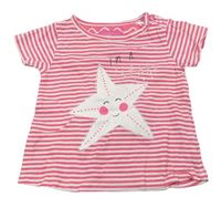 Ružovo-biele pruhované tričko s hviezdičkou Joules