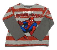 Sivo-červené pruhované tričko so Spidermanem M&S