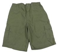 Khaki šušťákové cargo kraťasy