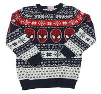 Tmavomodro-biely vzorovaný sveter so Spidermanem Primark