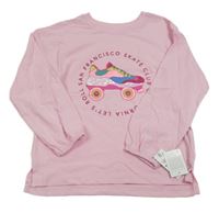 Nové - Růžové triko s kolečkovou bruslí s flitry Dunnes