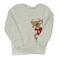 Biela chlpatá mikina so sobom Kids