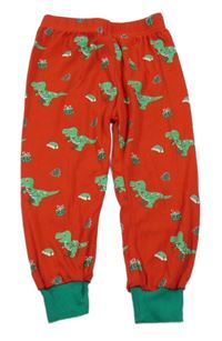 Červené pyžamové kalhoty s dinosaury