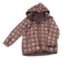 Hnědá puntíkatá softshellová bunda s kapucí