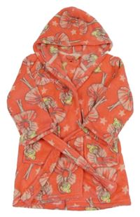 Korálový chlpatý župan s baletkami a kapucňou