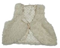 Smotanová kožušinová podšitá vesta s mašlou H&M