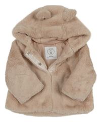 Staroružová kožušinová podšitá bunda s kapucňou s uškami Primark