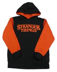 Čierno-červená mikina s nápisom a kapucí - Stranger Things