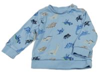 Svetlomodrá rebrovaná mikina s dinosaurami Topomini