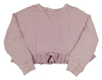 Ružová crop mikina s volánem Next