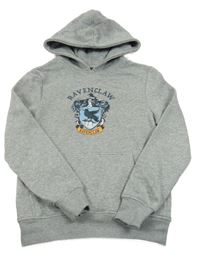 Sivá melírovaná mikina s erbem a kapucí - Harry Potter