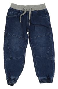 Tmavomodré teplákové cuff rifle s úpletovým pasem Topolino