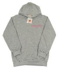 Nové - Sivá melírovaná ľahká mikina s nápisom a kapucňou