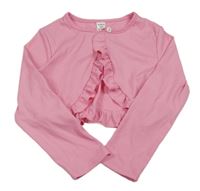 Ružové rebrované bolerko s volánikmi Shein