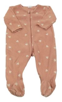 Staroružový fleecový overal so srdiečkami Next