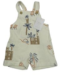 Nové - Smetanové teplákové laclové kraťasy s palmami Sfera