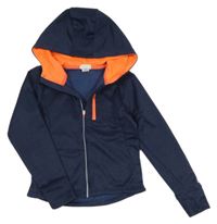 Tmavomodrá melírovaná sportovní propínací mikina s kapucí H&M