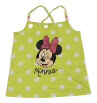 Limetkový bodkovaná ý top s Minnie a korálkami C&A