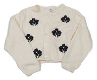 Krémový prepínaci crop sveter s výšivkami květin H&M