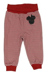 Červeno-biele pruhované ľahké tepláky s Minnie Disney