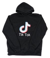 Čierna mikina s logem TikTok a kapucňou