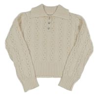 Smotanový crop sveter s golierikom Primark