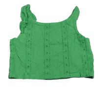 Zelený crop top s madeirou Zara