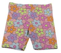Svetloružová -farebné kvetované elastické kraťasy Primark