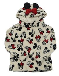 Bílá plyšová mikina s Minnie a kapucí s mašlí Disney