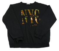 Čierna mikina s metalickým nápisom H&M