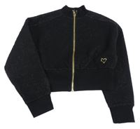 Čierno-zlatá vzorovaná crop tepláková bunda River Island