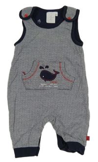 Tmavomodro-šedé melírované laclové tepláky s velrybou Jasper Conran