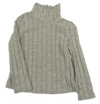 Sivý ľahký rebrovaný sveter s rolákom shein