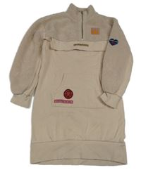 Pudrové huňaté/teplákové šaty s nášivkami River Island