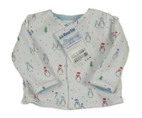 Bílá vzorovaná oboustranná propínací mikina s tučňáky Jojo Maman Bébé