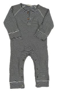 Černo-bílý pruhovaný žebrovaný overal 