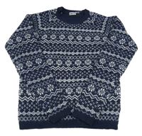 Tmavomodro-biely vzorovaný sveter Pepperts