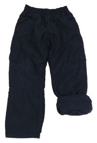 Tmavomodré šusťákové zateplené kalhoty Topolino