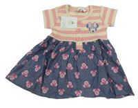 Nové - smetanovo-růžovo-modré šaty s Minnie 