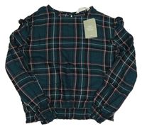 Nové - tmavozeleno-černá kostkovaná halenka H&M