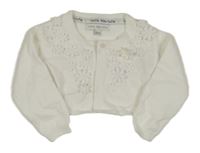 Biele ľahké prepínaci svetrové bolerko s kvítky Rocha John Rocha