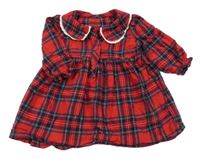 Červeno-tmavomodré kockované šaty s golierikom George