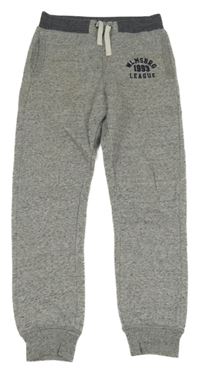 Šedo-modré melírované tepláky s nápisem H&M