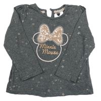 Šedé triko s hvězdami a Minnie z flitrů Disney