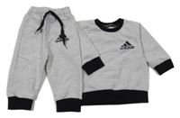 2 set - šedo-černá melírovaná mikina s logem + tepláky - Adidas