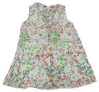 Mátové kvetované plátenné šaty Next