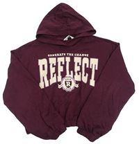 Vínová crop mikina s nápisy a kapucí H&M